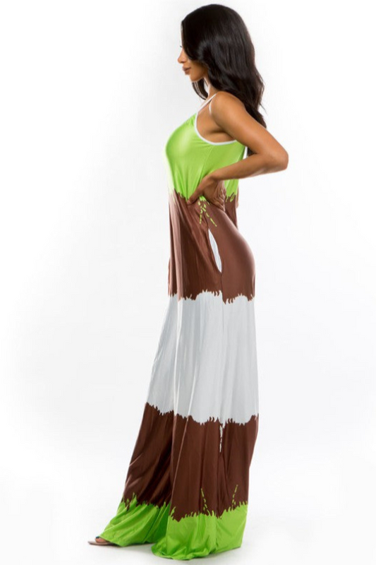 Artsy Pattern Print Wide Leg Jumpsuit