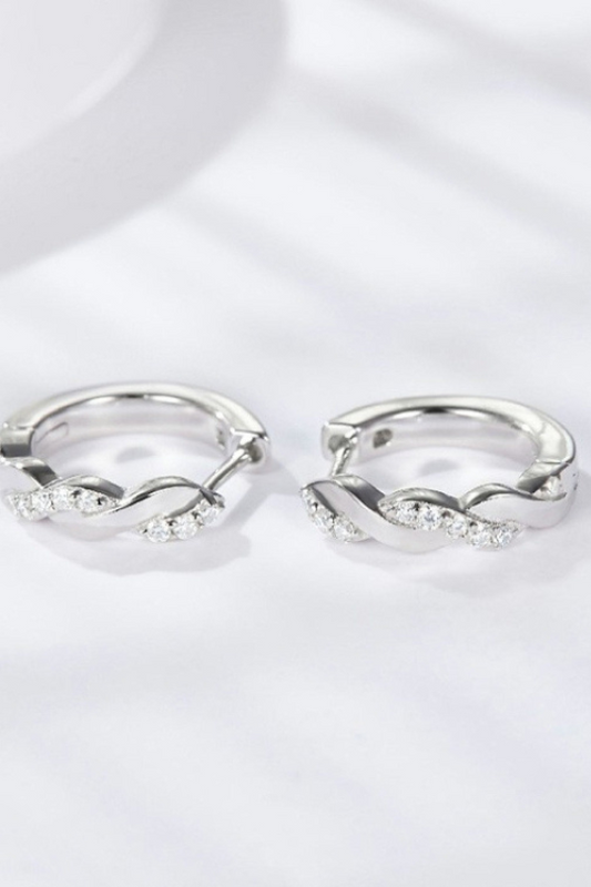 Twisted Platinum-Plated Diamond Earrings
