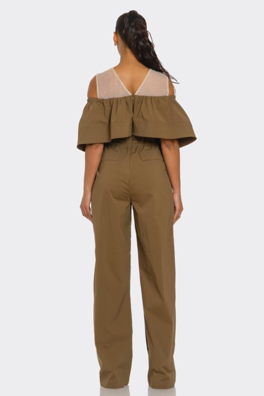 Women's Overlay Off-Shoulder Utility Jumpsuit