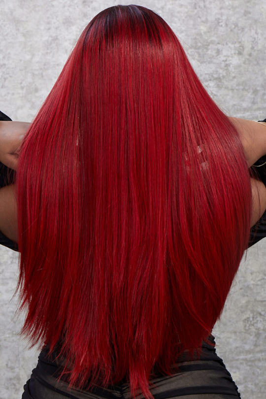 Crimson Red Straight Lace Front Wig