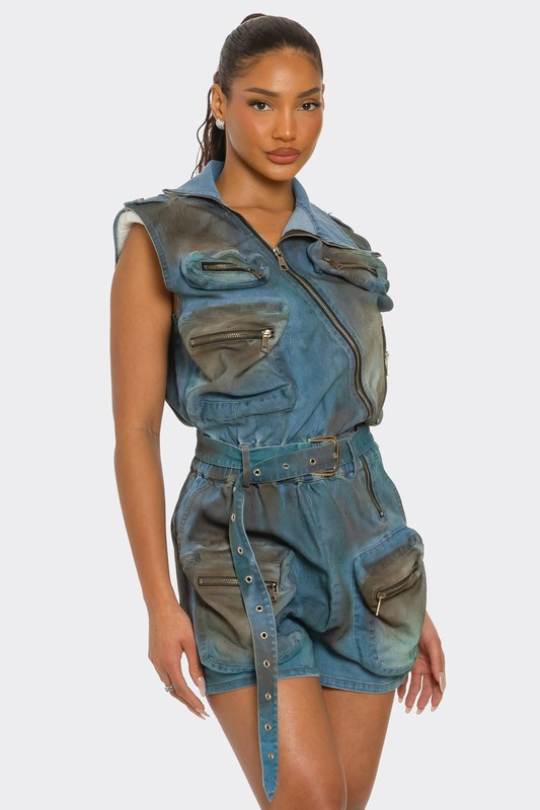 Elemental Urban Edge Zipper Utility Romper