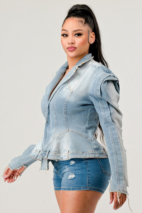 Vintage Lapel Denim Jean Jacket