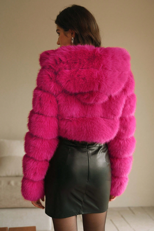 Women's Elegant Fox Fur Hooded Coat