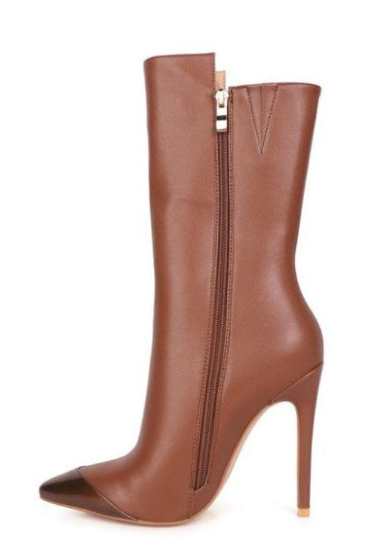 Black Sassy Silver Tip Stiletto Boots