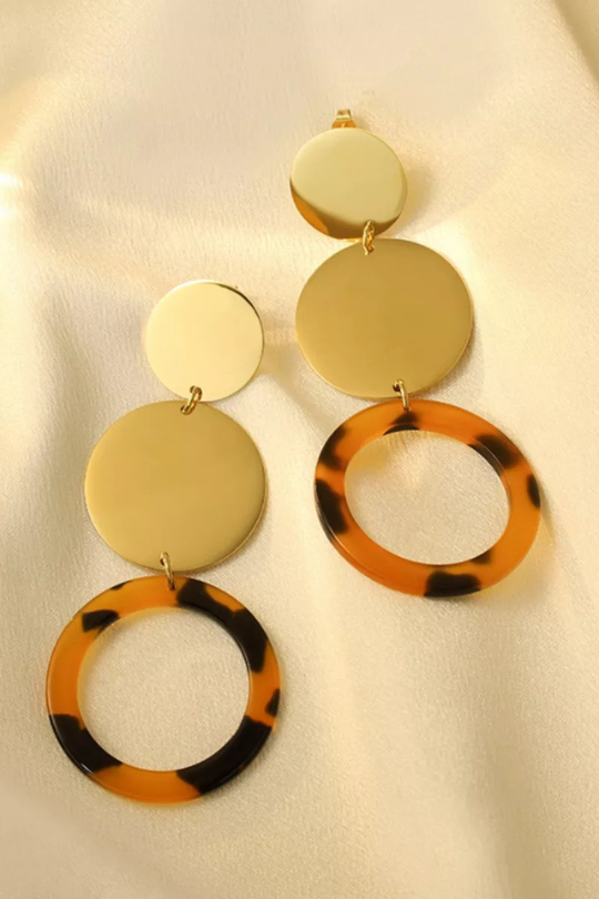 Pendientes colgantes Orbit para mujer chapados en oro de 18 quilates