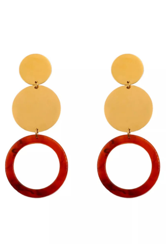 Pendientes colgantes Orbit para mujer chapados en oro de 18 quilates