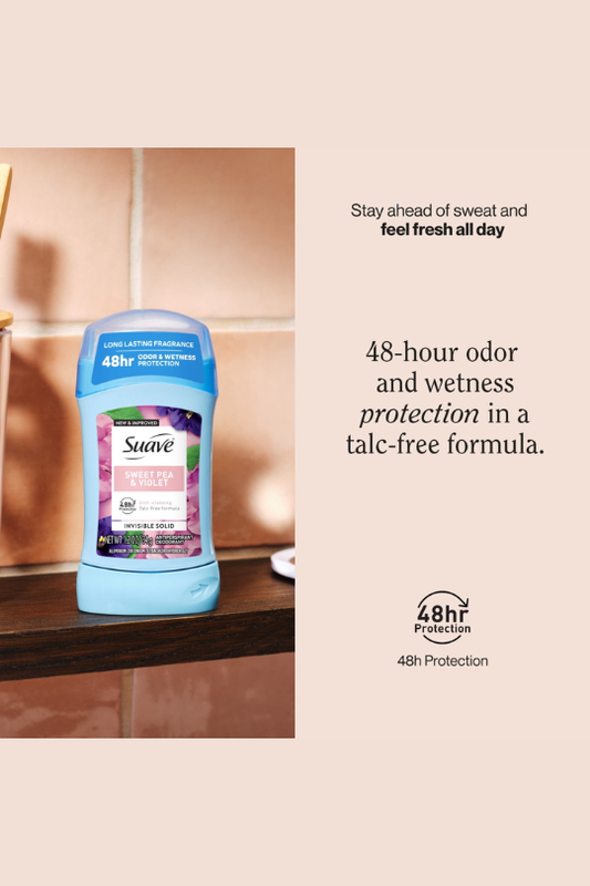 Suave Antiperspirant Deodorant For Women, 48hr Protection, Sweet Pea & Violet, 1.2 oz