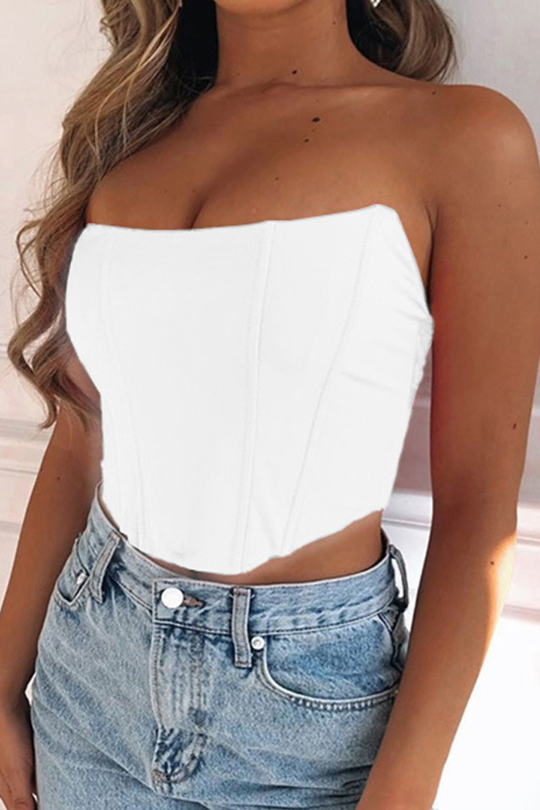 Women's Sleeveless Bustier Tube Cropped Top
