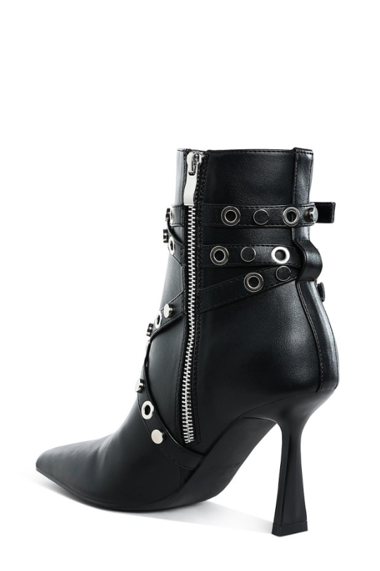 Rock Star Slim Flared Heel Strappy Boots