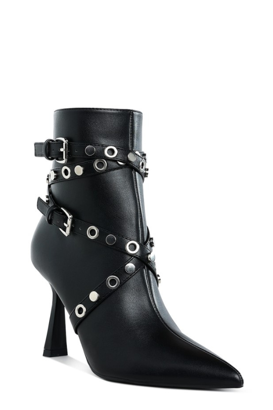 Rock Star Slim Flared Heel Strappy Boots