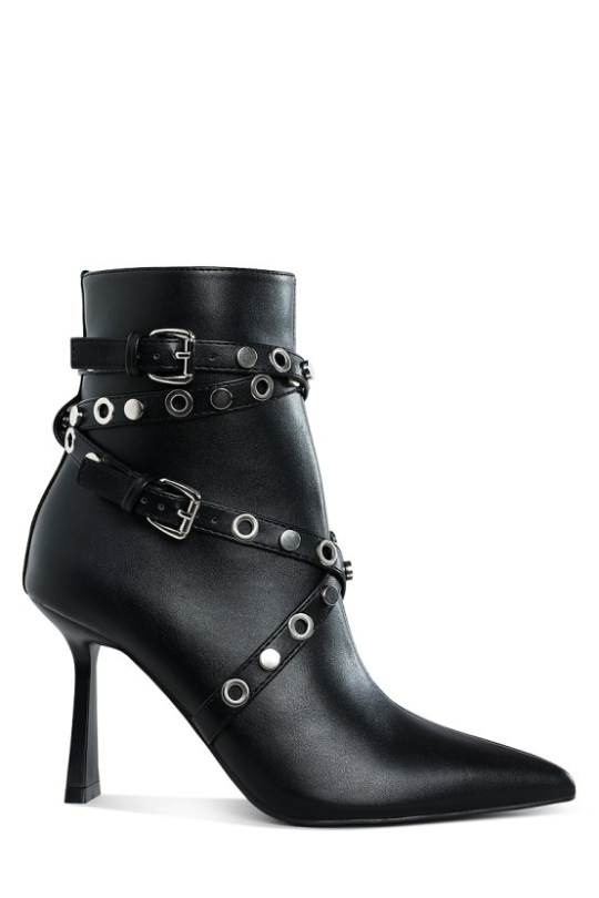 Rock Star Slim Flared Heel Strappy Boots