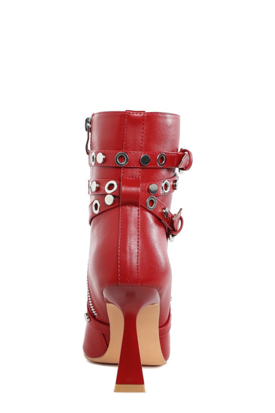 Rock Star Slim Flared Heel Strappy Boots
