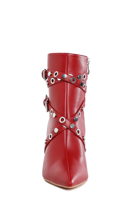 Rock Star Slim Flared Heel Strappy Boots