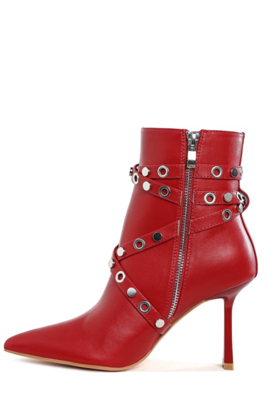 Rock Star Slim Flared Heel Strappy Boots