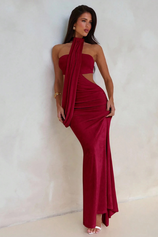 Bandage Chiffon Wrap Bodycon Maxi Dress