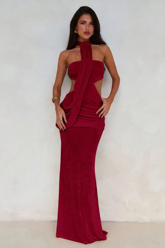 Bandage Chiffon Wrap Bodycon Maxi Dress