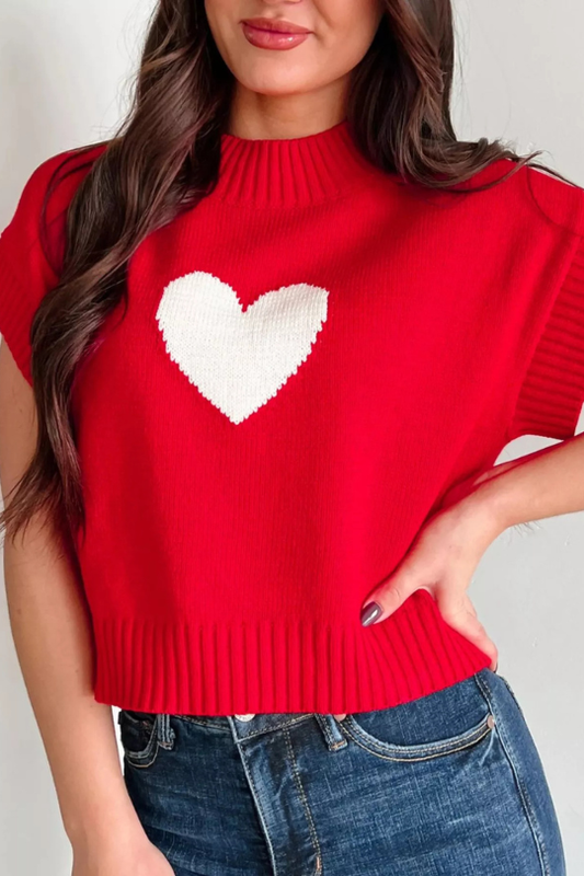 Heartfelt Love Short Sleeve Sweetheart Sweater