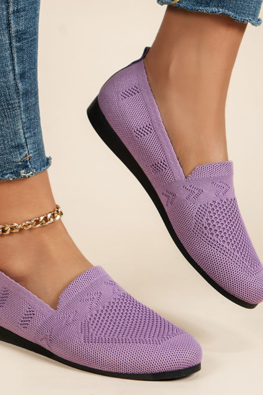 Zapatos planos sin cordones con punta redonda de malla