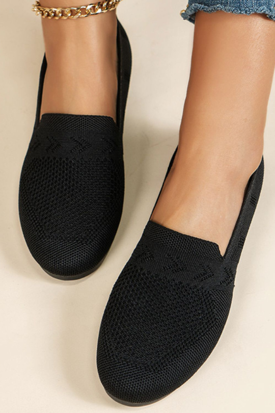 Zapatos planos sin cordones con punta redonda de malla