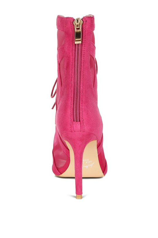 Mesh Lace-Up Criss Cross Ankle Boots