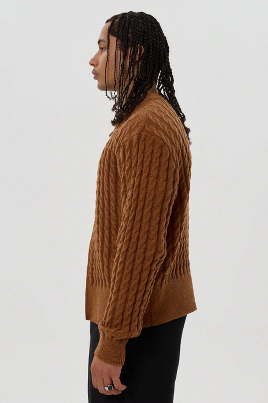 Men's Cable Knit Long Sleeve Zip Sweater