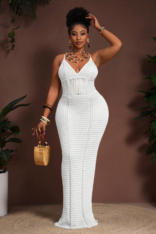 Criss Cross Backless Bodycon Maxi Dress