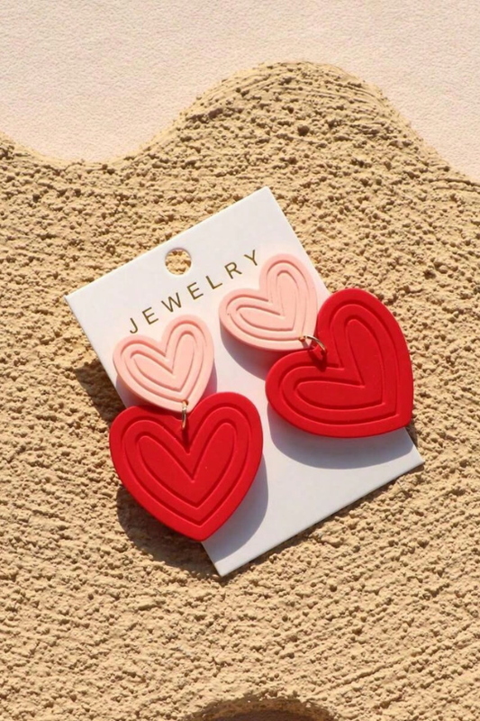 Valentine's Day Pink Textured Heart Acrylic Earrings