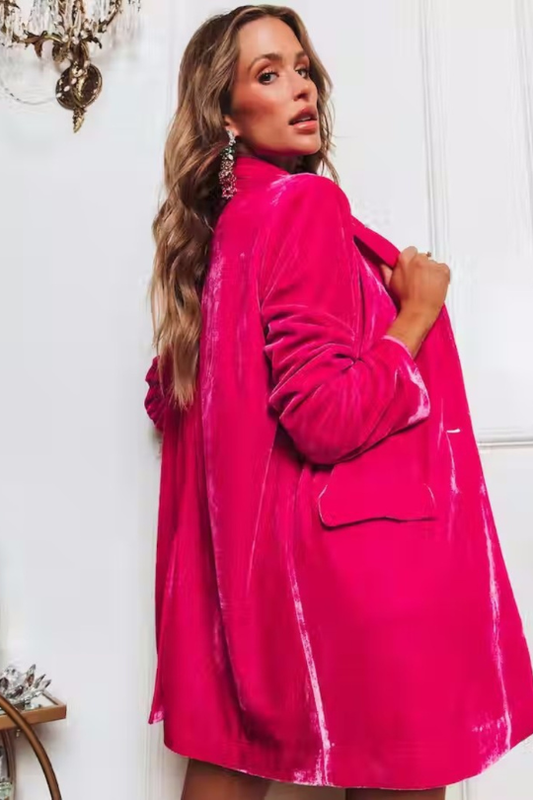 Blazer de manga larga con botones y bolsillo para mujer