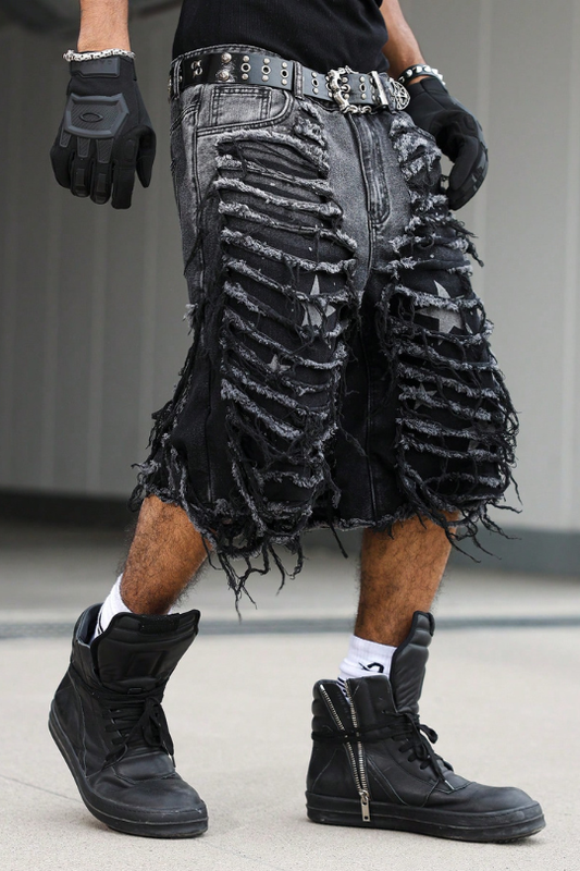 Men’s Havoc Ripped Wide-Leg Denim Shorts