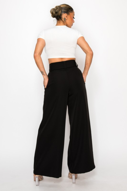Women's Dressy Belted High Waisted Pants