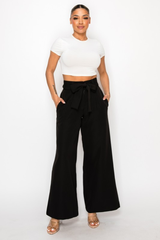 Women's Dressy Belted High Waisted Pants