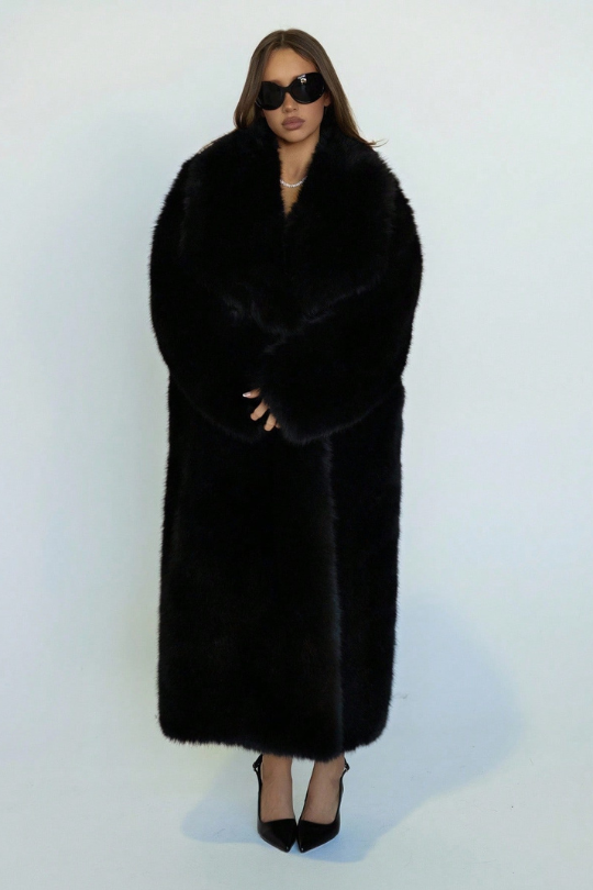 Classic Luxurious Women's Long Sleeve Fur Coat
