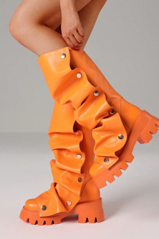 Women's Mid Y2K Platform Heels Ruch Boots
