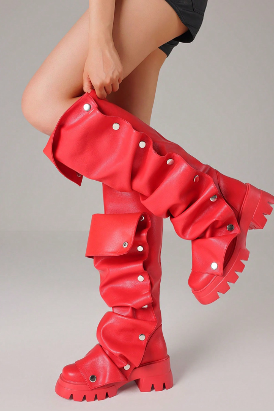 Women's Mid Y2K Platform Heels Ruch Boots