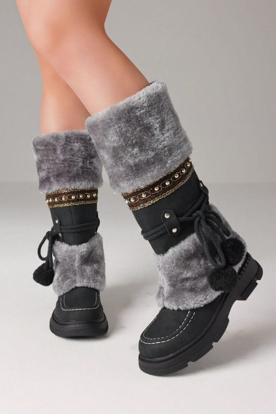 Women's Winter Furry Pompom Snow Boots