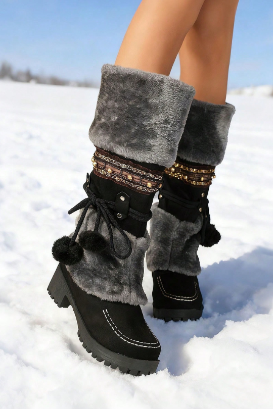 Women's Winter Furry Pompom Snow Boots