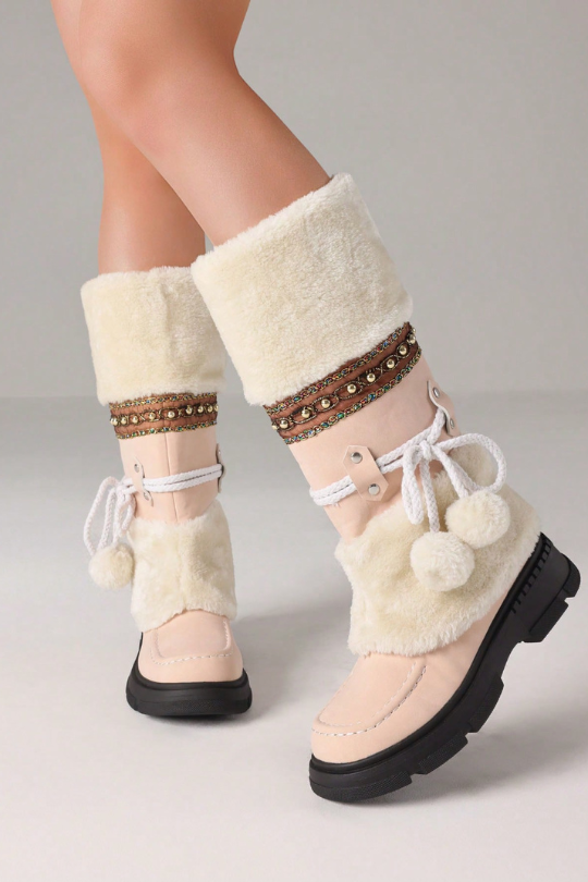 Women's Winter Furry Pompom Snow Boots