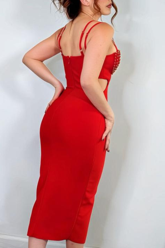 Sexy Midi Spaghetti Strap Bandage Dress