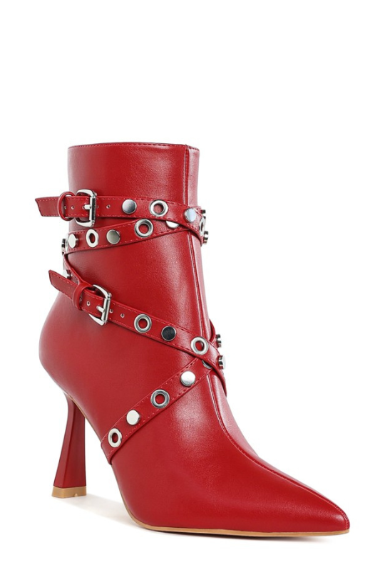 Rock Star Slim Flared Heel Strappy Boots