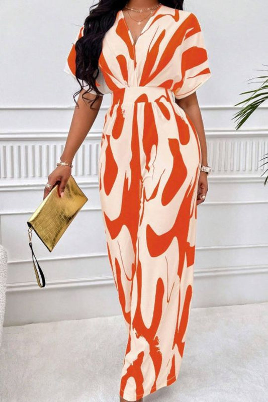 Wide Leg One Piece Short Sleeve Jumpsuit