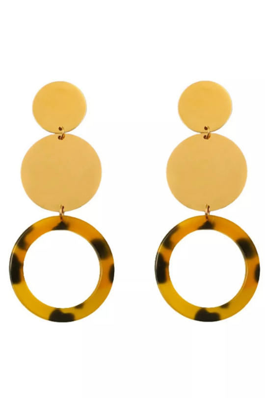 Pendientes colgantes Orbit para mujer chapados en oro de 18 quilates