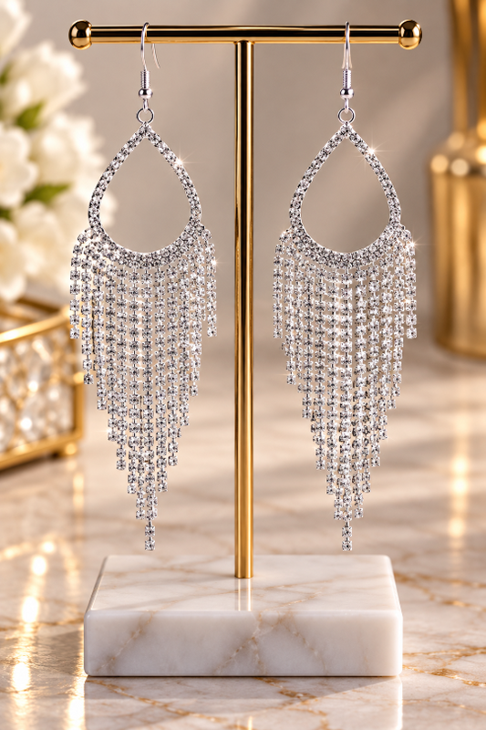 Deslumbrantes pendientes colgantes con diamantes de imitación