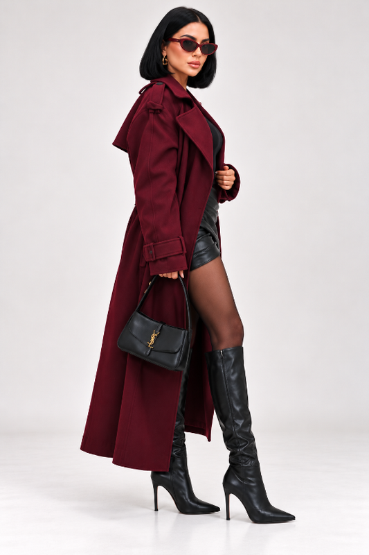Women’s Bordeaux Affair Belted Trench Coat
