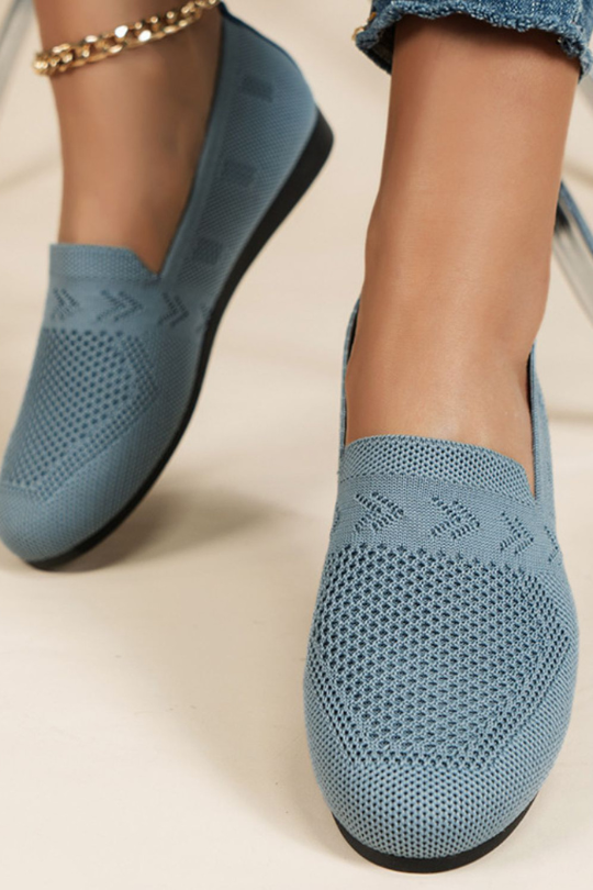 Zapatos planos sin cordones con punta redonda de malla