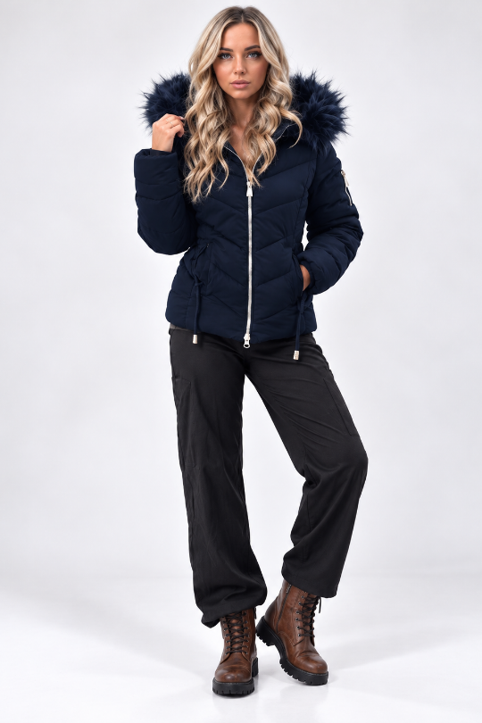 Women’s Cinched & Cozy Faux Fur Puffer Coat