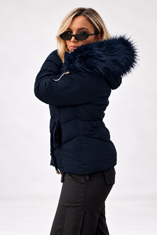 Women’s Cinched & Cozy Faux Fur Puffer Coat