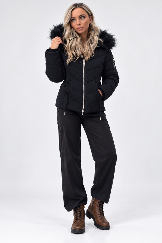 Women’s Cinched & Cozy Faux Fur Puffer Coat