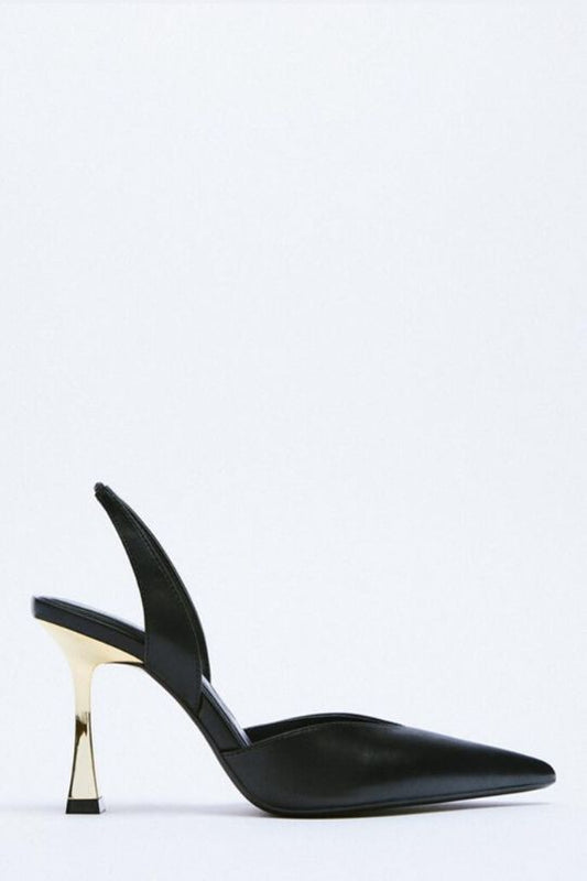 Women's Leather Slingback Stiletto Pumps