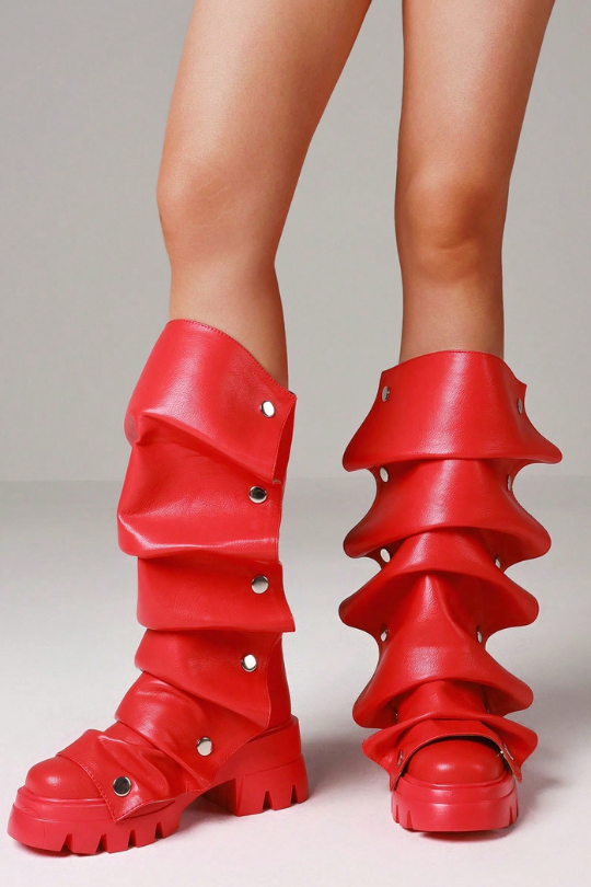 Women's Mid Y2K Platform Heels Ruch Boots