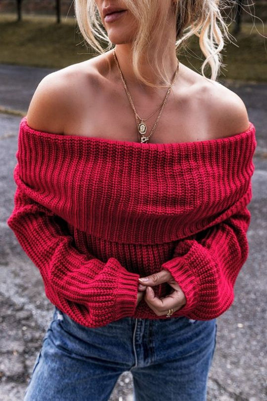 Women's Off Shoulder Long Sleeve Sweater